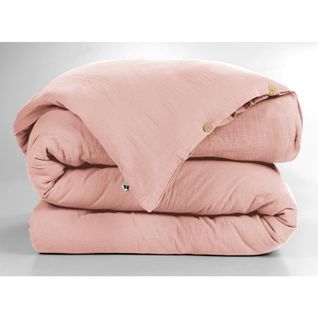 Housse De Couette Gaze De Coton Luxe 200 X 200 Cm Rose Pêche