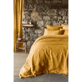 Housse De Couette 260 X 240 Cm Lin Lavé Français Luxe Soline Jaune