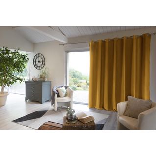 Rideau Luxe Baie Vitrée Occultant + Isolant Polaire L280 X H260 Cm Inuit Jaune