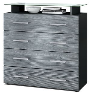 Commode Noir Mat Et Avola Anthracite  (lxhxp) : 76 X 81 X 35