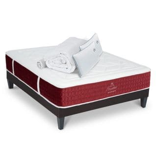 Ensemble Matelas Passion Ressorts Ensachés Accueil Mémoire + Sommier Gris Gris +accessoires -140x190