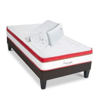 Matelas Suprême Mousse  Accueil Mémoire De Forme+ Sommier Gris + Accessoires - 90 X200 Cm