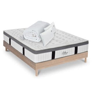 Matelas Altesse Mousse  Accueil Mémoire De Forme+ Sommier Bois + Accessoires - 160 X 200 Cm