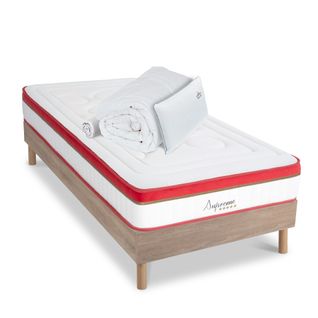 Matelas Suprême Mousse Haute Densité Accueil Mémoire De Forme+ Sommier + Accessoires - 90 X190 Cm