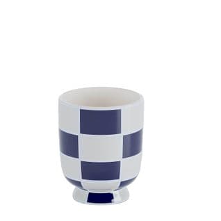 Geneve - Vase Décoratif En Céramique à Damier Bleu