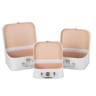 Valises Naissance Ourson Blanc Set De 3 - L 25,5 X L 10 X H 10 Cm