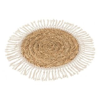 Sous-plat Rond Herbe-coton Naturel/blanc - L 32 X L 32 X H 1 Cm