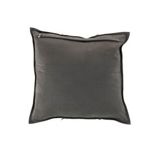 Coussin Bord Carre Cuir Gris - L 43 X L 43 X H 1 Cm