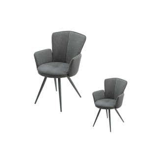 Duo De Fauteuils Ronds Tissu/métal Anthracite - Garana