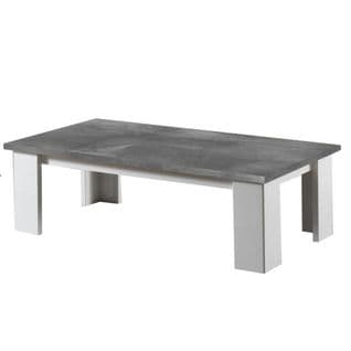 Table Basse Laqué Blanc Brillant/gris - Avellino - L 120 X L 60 X H 40 Cm