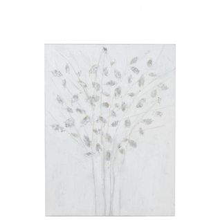 Peinture Branches Canevas/bois Blanc/argent - L 90 X L 4 X H 120 Cm