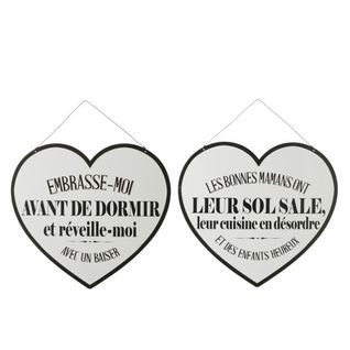 Pancarte Textes Anglais/francais Always Kiss Me Metal Blanc/noir Assortiment De 2