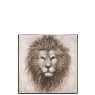 Peinture Lion Canevas/bois Marron - L 122,5 X L 4,5 X H 122,5 Cm