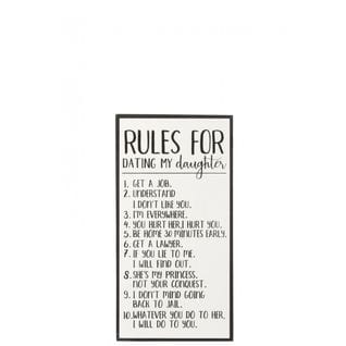 Pancarte Rules For Dating My Daughter Bois/ceramique Blanc/noir - L 32,2 X L 3,6 X H 62,2 Cm