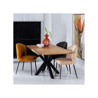 Table De Repas Rectangulaire Bois Massif/noir - Grimali