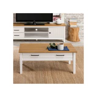 Table Basse Rectangulaire 1 Tiroir Bois/blanc - Daranmi