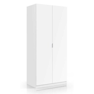 Armoire 2 Portes Battantes Blanc - Lucia - L 81.5 X L 52 X H 180 Cm