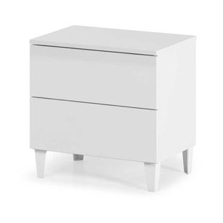 Table De Chevet 2 Tiroirs Blanc - Chora - L 50 X L 34 X H 49 Cm