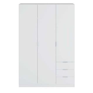 Armoire 3 Portes 3 Tiroirs Blanc - Takaros - L 121 X L 52 X H 180 Cm