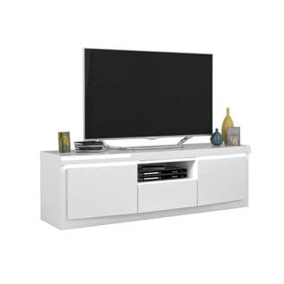 Meuble TV 2 Portes 1 Niche 1 Tiroir Blanc Laqué/ LEDs - Esprit