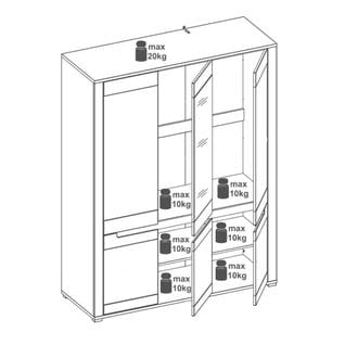 Armoire 6 Portes Miroir Chêne/gris - Cracovie - L 149 X L 54 X H 193.5 Cm