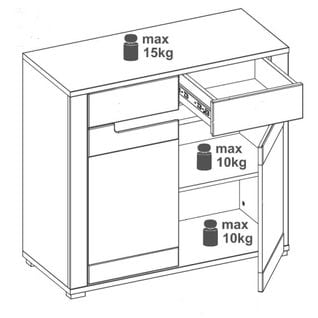 Buffet 2 Portes 2 Tiroirs Chêne/gris - Cracovie - L 91 X L 39.5 X H 85 Cm