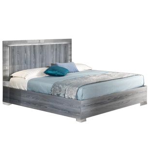 Cadre + Tête De Lit 160x200 Bois Gris à LEDs - Feny - L 167 X L 208 X H 119 Cm