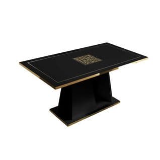 Table De Repas 160 Cm Noir Brillant/or - Nahesa - L 160 X L 90 X H 77 Cm