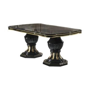 Table De Repas Ovale Avec Allonge Noir/or - Adele - Table De Repas : L 185/230 X L 105 X H 75 Cm