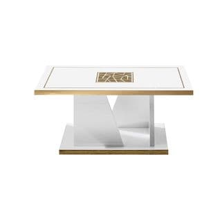 Table Basse Blanc Brillant/or - Nahesa - L 110 X L 60 X H 44 Cm