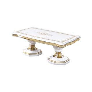 Table Basse Rectangulaire Blanc/or - Adele - Table Basse : L 130 X L 70 X H 44 Cm
