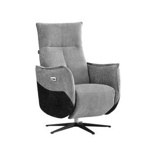 Fauteuil Relax Électrique Pivotant Tissu Gris Anthracite/carbone - Orion