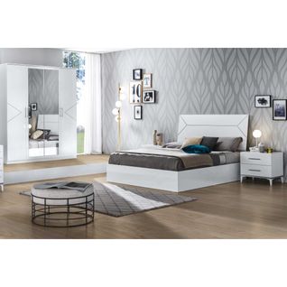 Chambre Complète 140x190 Blanc Brillant - Ladabi