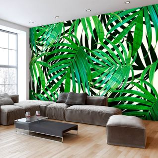 Papier Peint Adhésif Feuilles Tropicales 245 X 175 Cm Vert