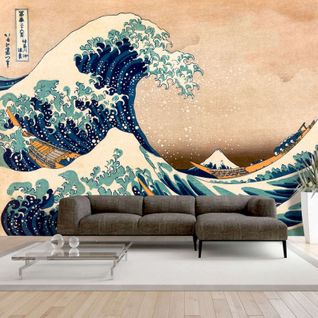 Papier Peint Adhésif Hokusai, La Grande Vague Au Large De Kanagawa 245 X 175 Cm Bleu