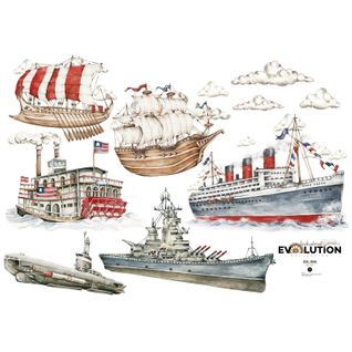 Sticker Mural Évolution Maritime Pour Décoration Intérieure 95 X 85 Cm Multicolore