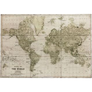 Tableau Carte Du Monde Vert Metal 127x3,5x89cm