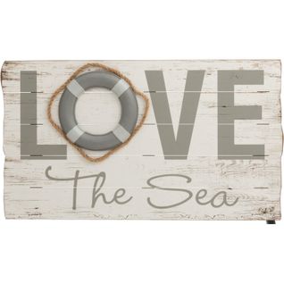 Panneau Love The Sea Blanc Bois 71x4,5x40 cm