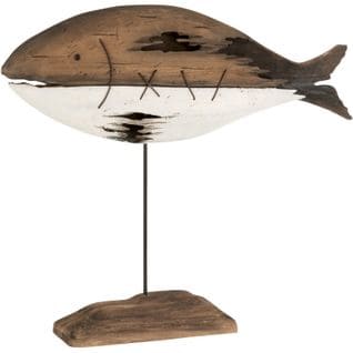 Sculpture Poisson Marron Bois 58x13x55cm