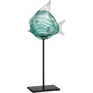 Sculpture Poisson Vert Verre 17x12x38cm