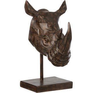 Sculpture Rhinocéros Marron Résine 22x31x43cm