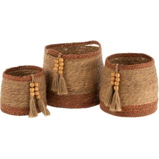 Paniers (x3) Bois Clair Herbiers Marins 39x39x35cm