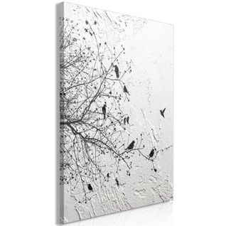 Tableau Oiseaux Sur Arbre (1 Partie) Vertical 40 X 60 Cm Blanc