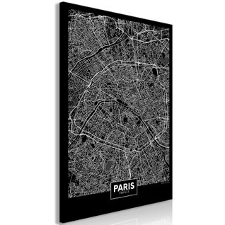 Tableau Dark Map Of Paris (1 Partie) Vertical 80 X 120 Cm Noir