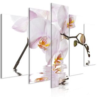 Tableau Delightful Orchid (5 Parts) Wide 200 X 100 Cm Blanc