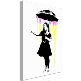 Tableau Fille Avec Parapluie (1 Partie) Vertical 40 X 60 Cm Blanc