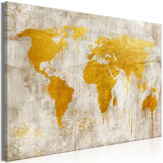 Tableau Golden Continents (1 Part) Wide 90 X 60 Cm Jaune