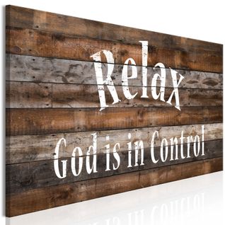 Tableau Relax. God Is In Control (1 Part) Narrow 135 X 45 Cm Marron
