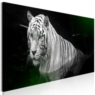 Tableau Shining Tiger (1 Part) Vert Étroit 150 X 50 Cm Noir