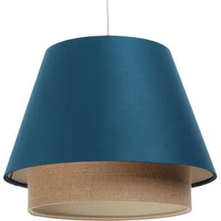 Suspension Extérieur En Tissu Satin Bleu, Intérieur Chanvre Crème